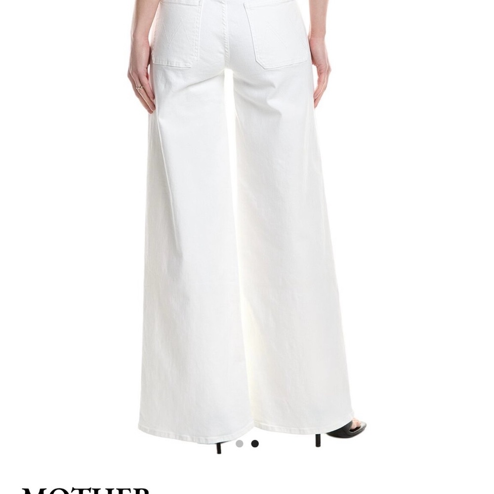 Women's Mother Wide-Leg White Jeans. Patch pocket undercover sneak. 27 x 32 - Picture 2 of 5